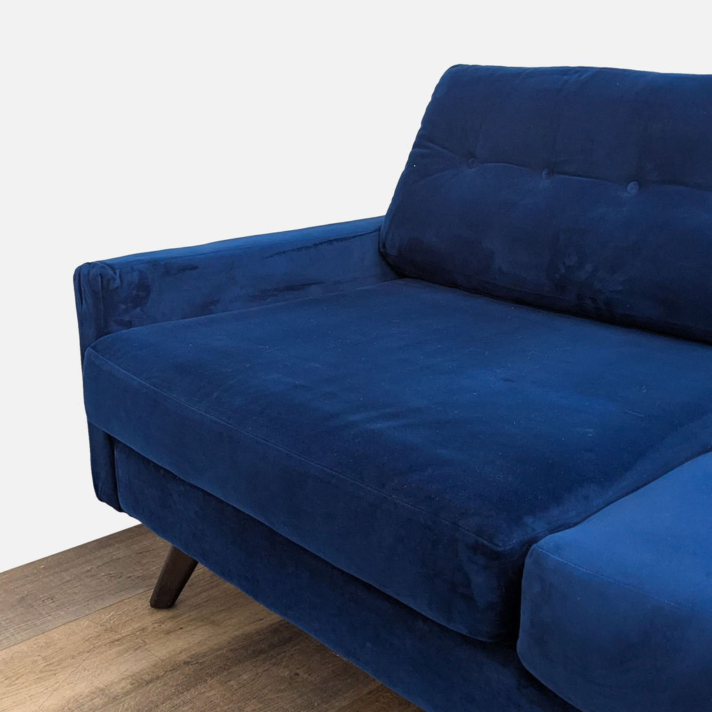 Joybird Hopson Blue Velvet Modern Sectional Sofa with Chaise
