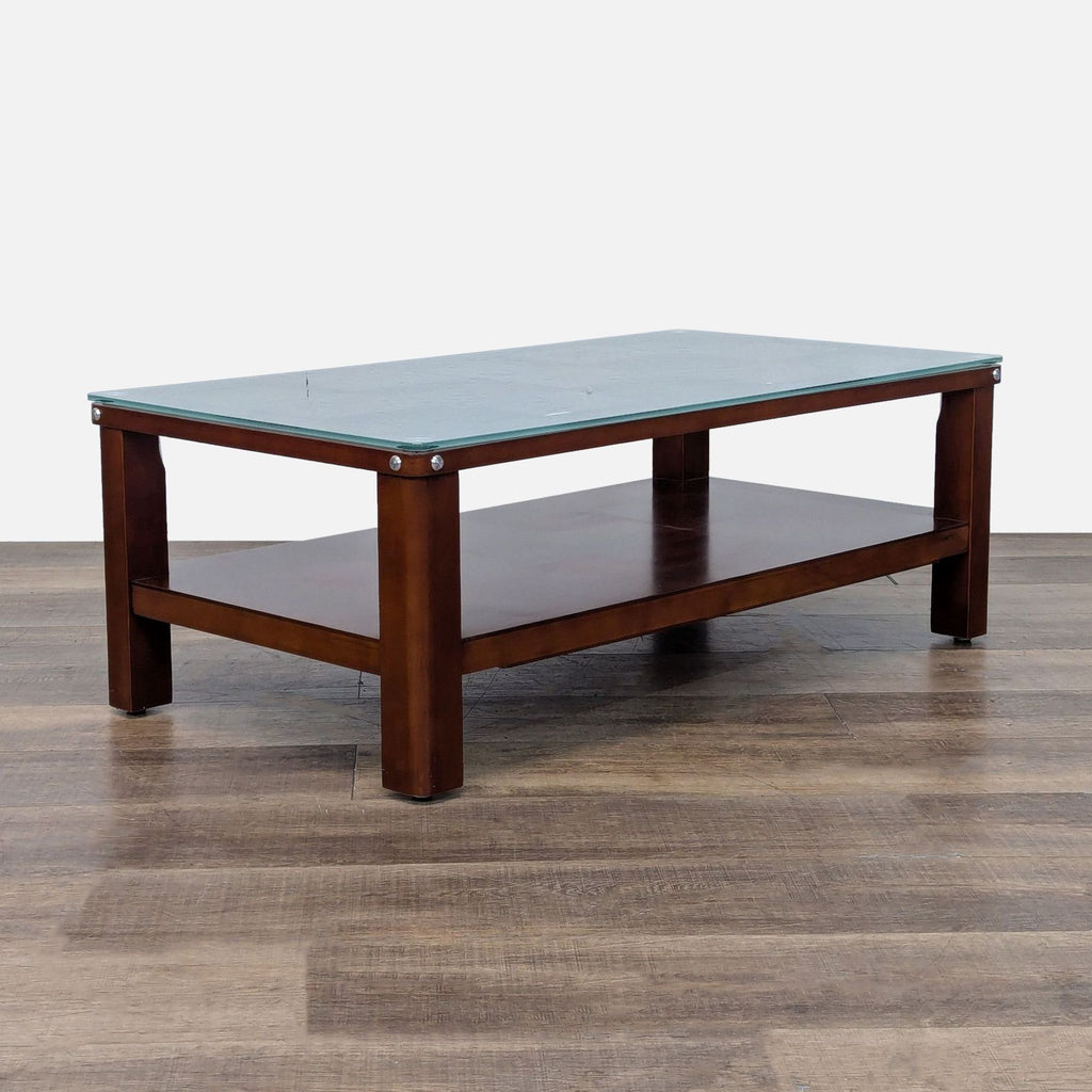 Frosted Glass Top Coffee Table with Shelf