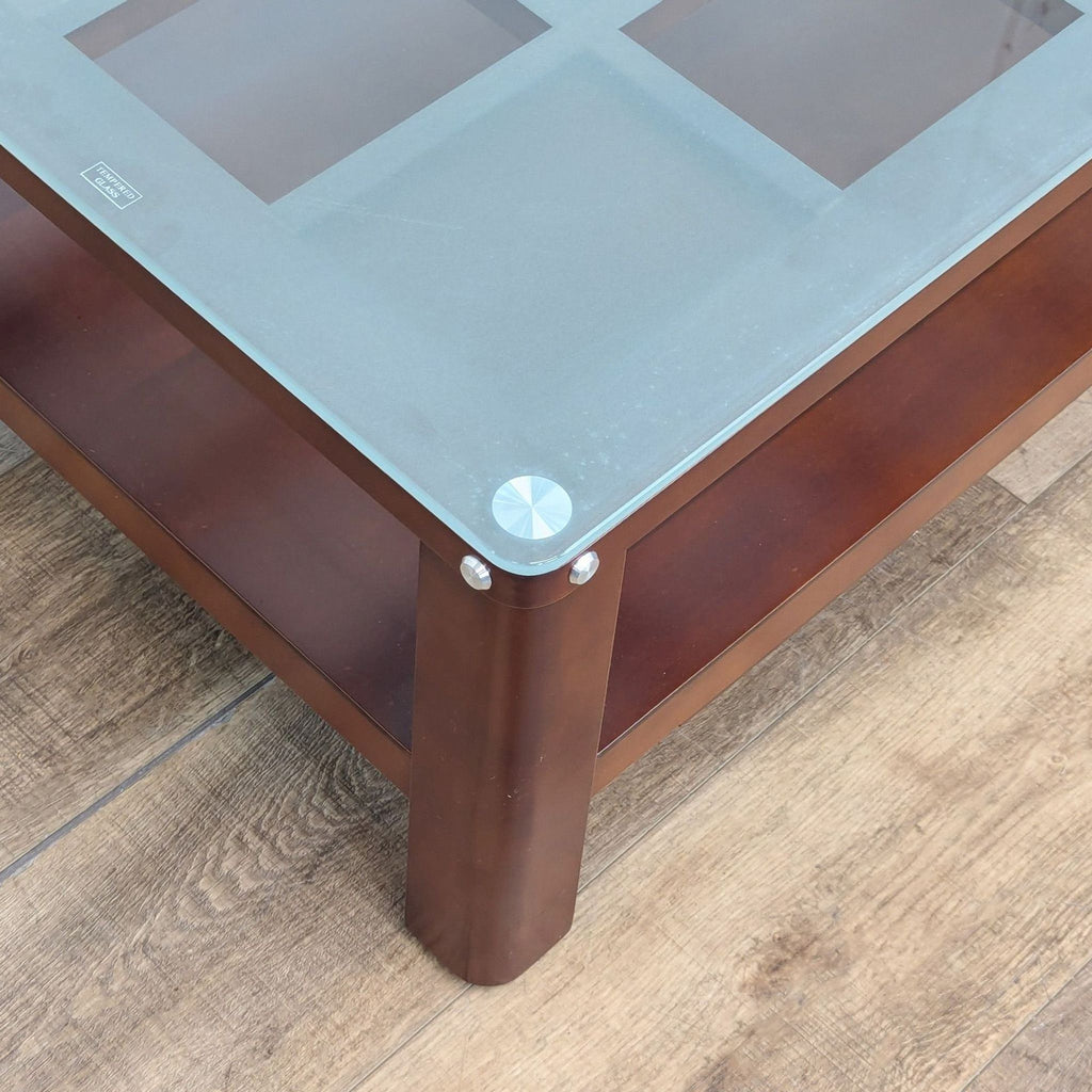 Frosted Glass Top Coffee Table with Shelf