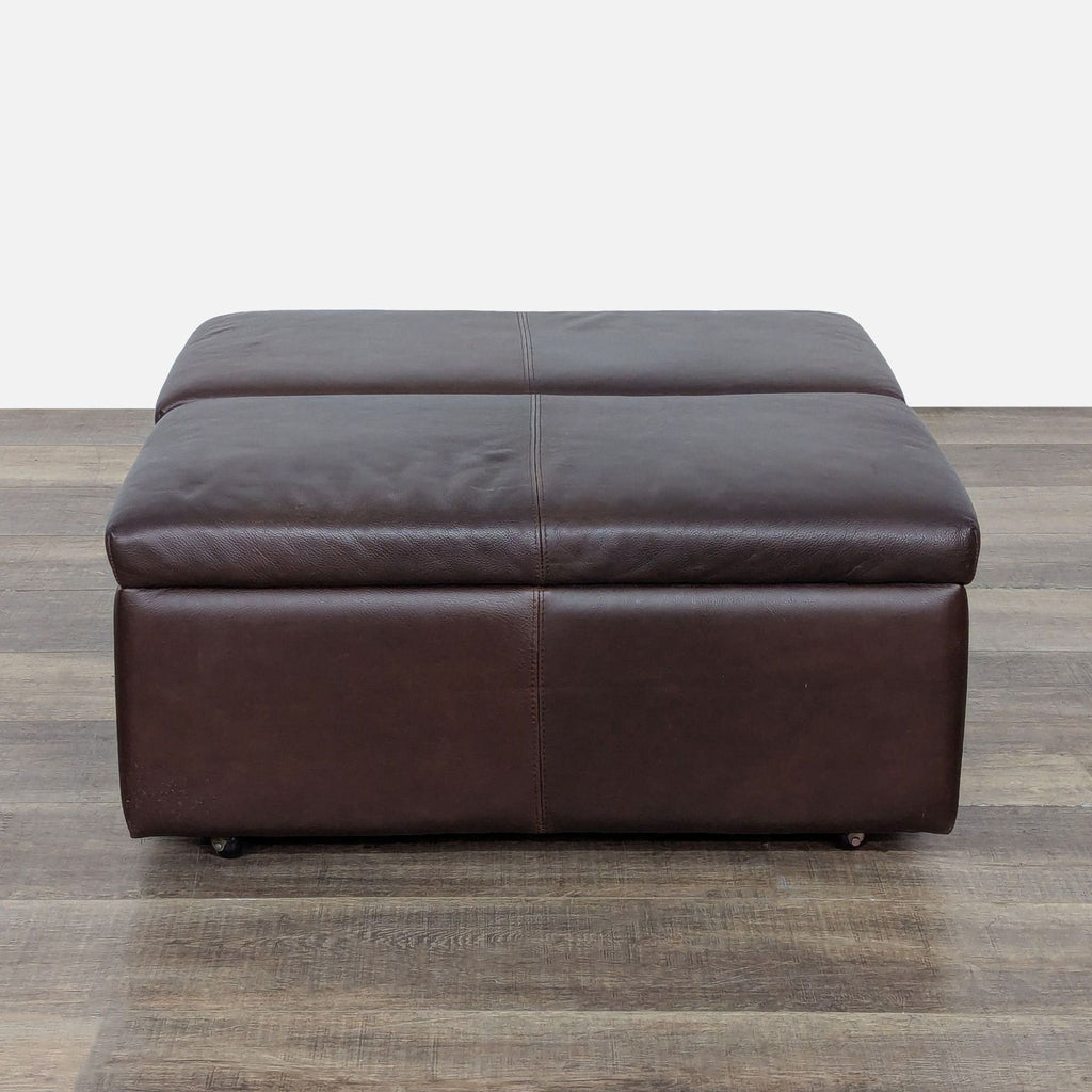 McCreary Modern Leather Storage Ottoman on Casters