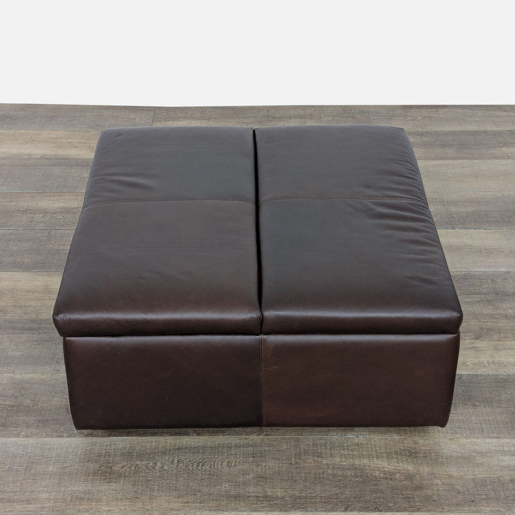 McCreary Modern Leather Storage Ottoman on Casters