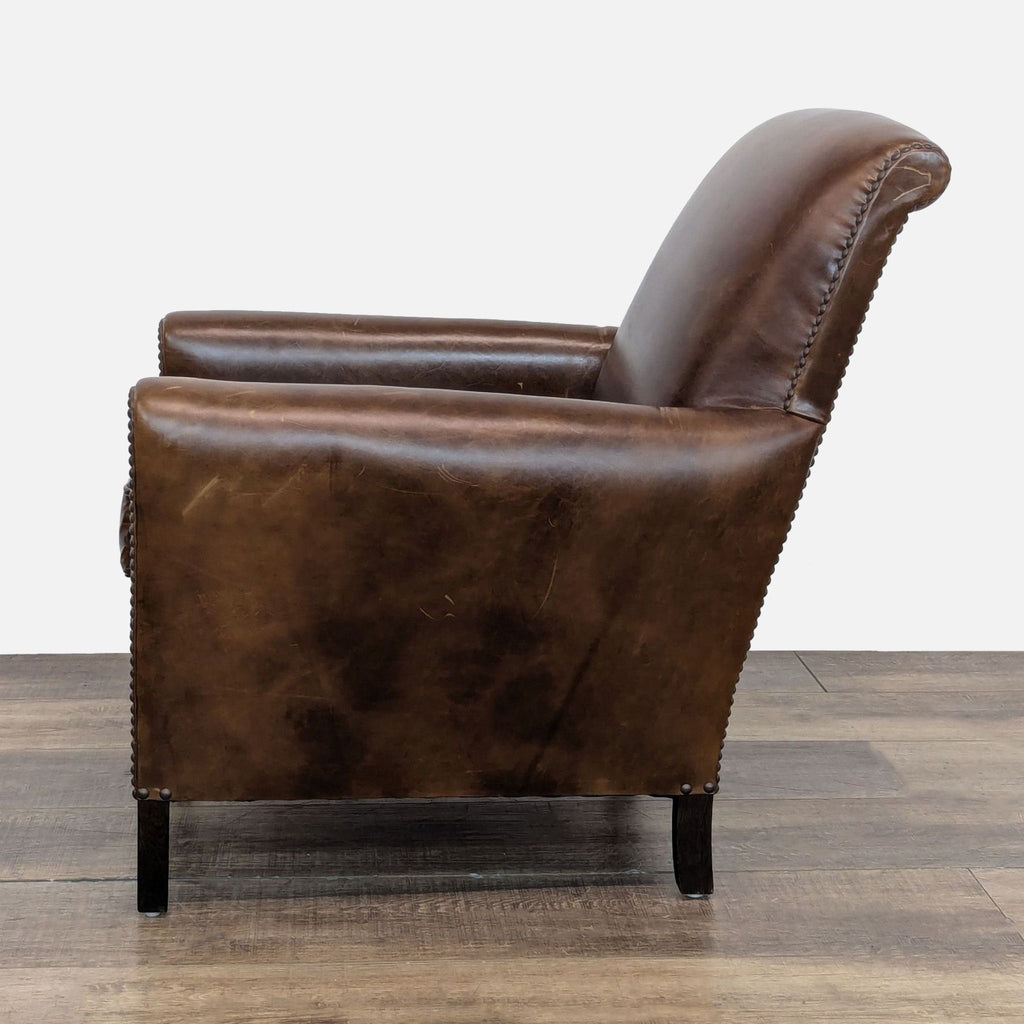 Restoration Hardware 1920’s French Camelback Leather Lounge Chair