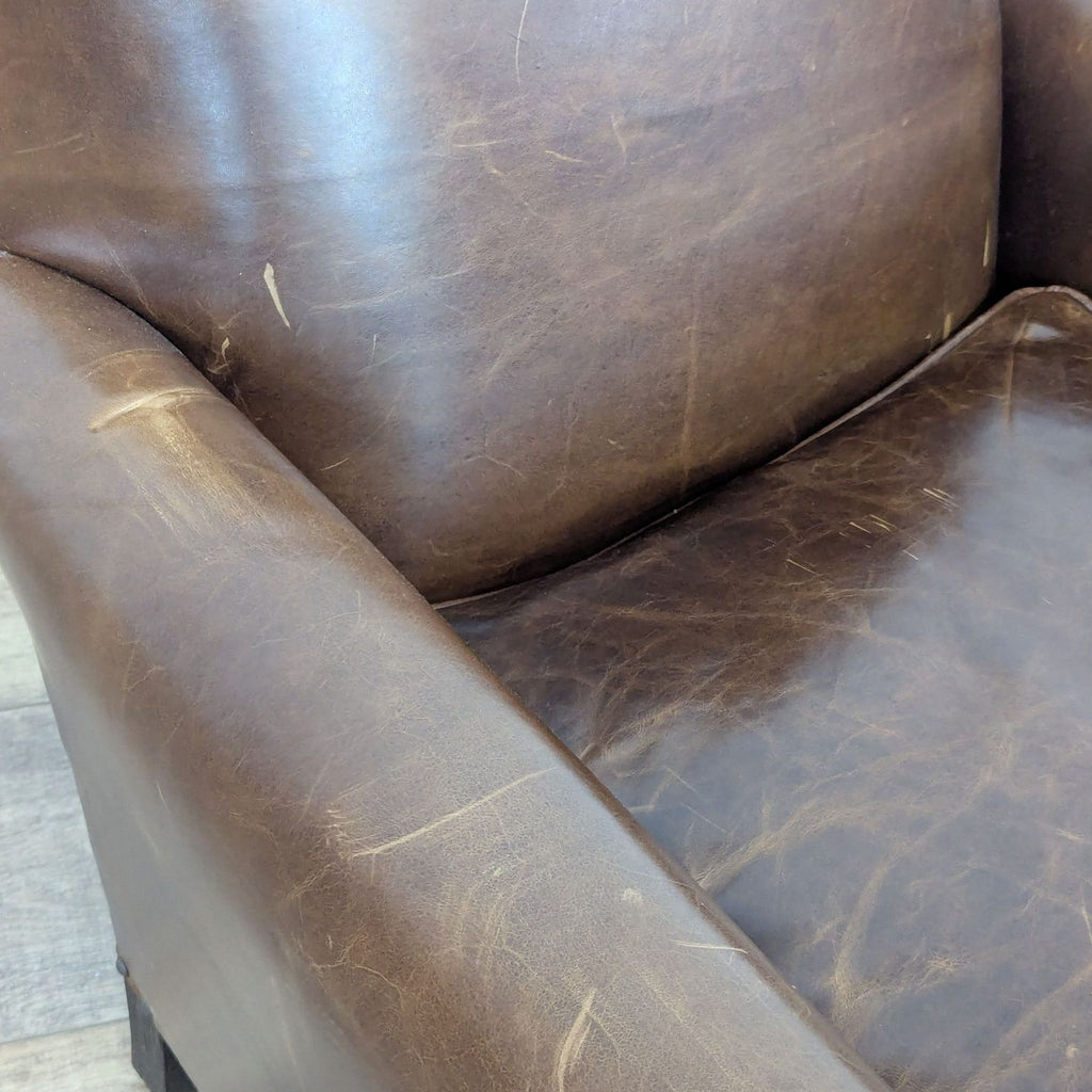 Restoration Hardware 1920’s French Camelback Leather Lounge Chair