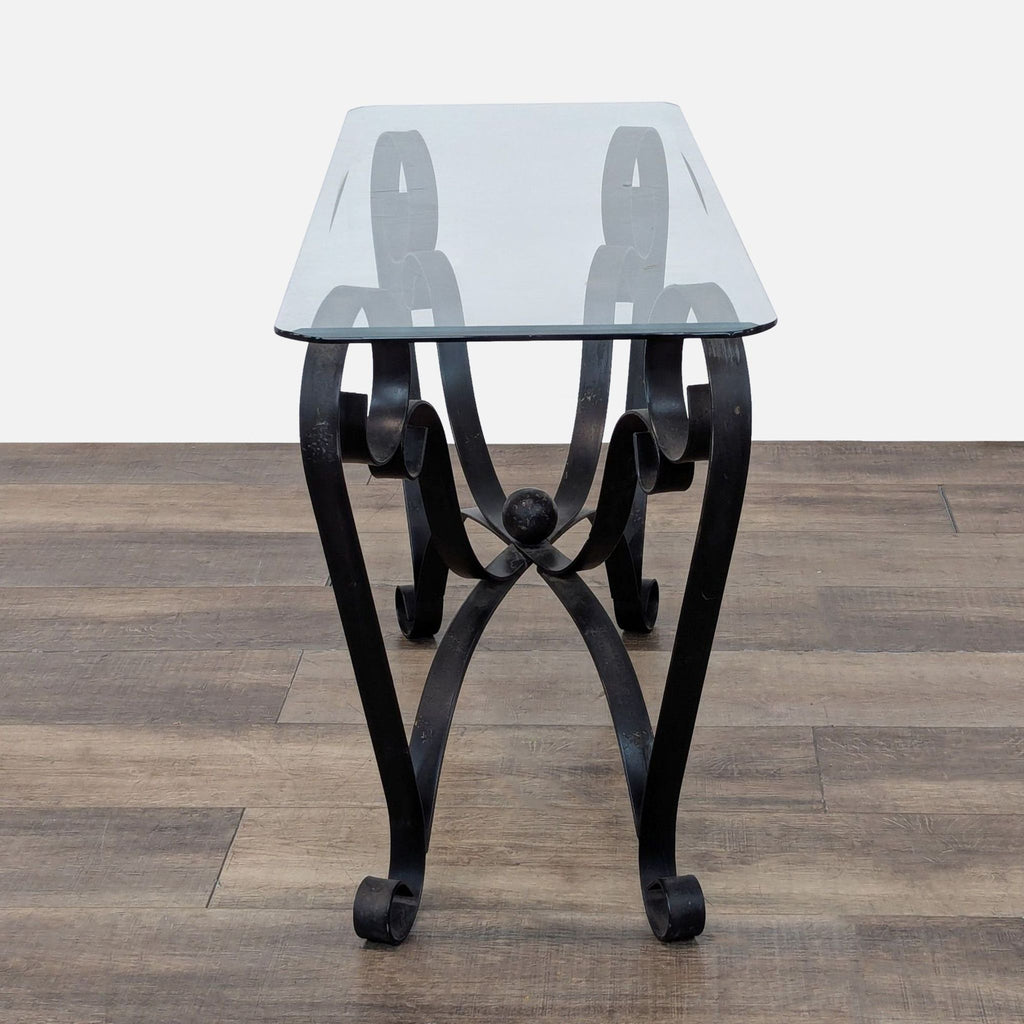 Wrought Iron Base Console Table with Glass Top