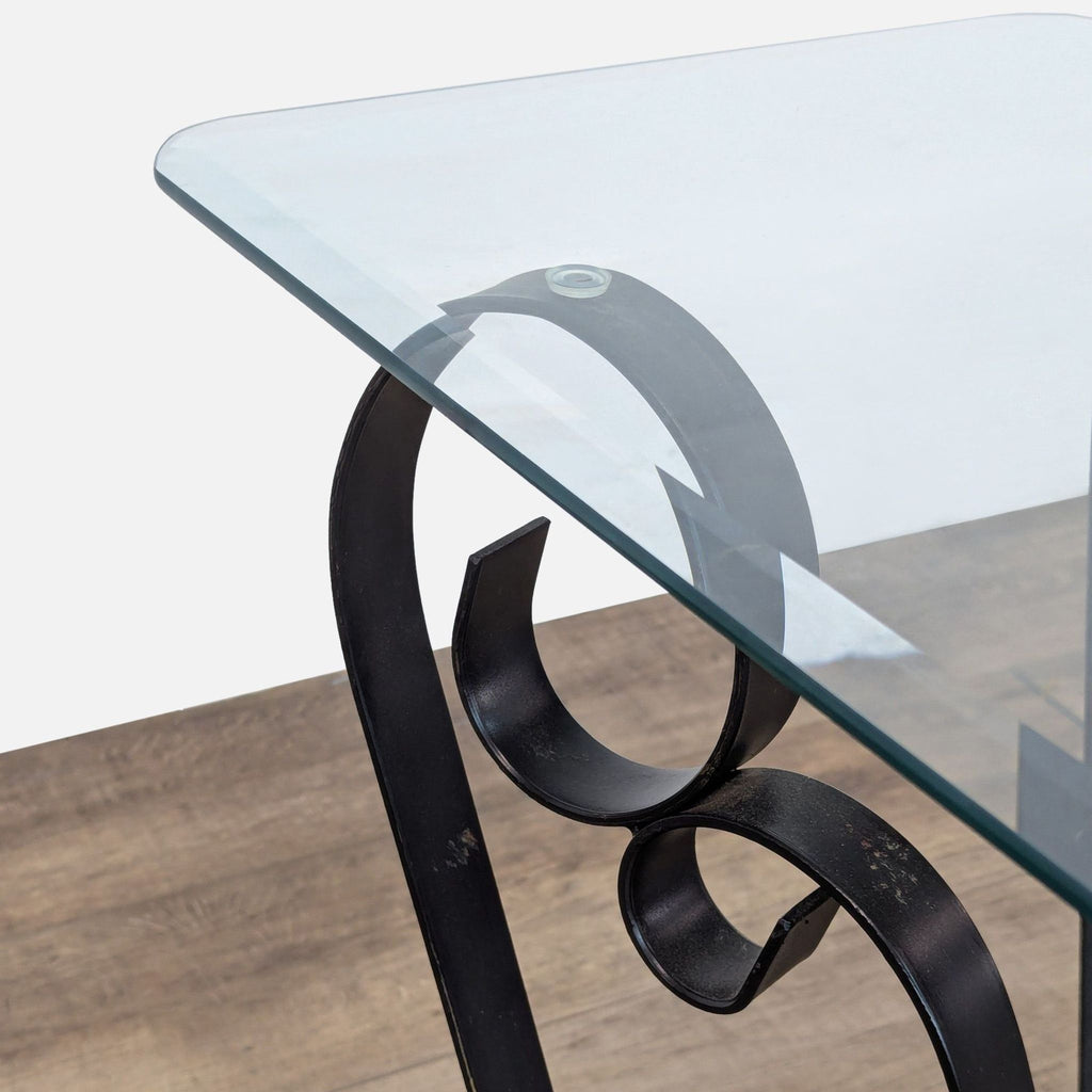 Wrought Iron Base Console Table with Glass Top