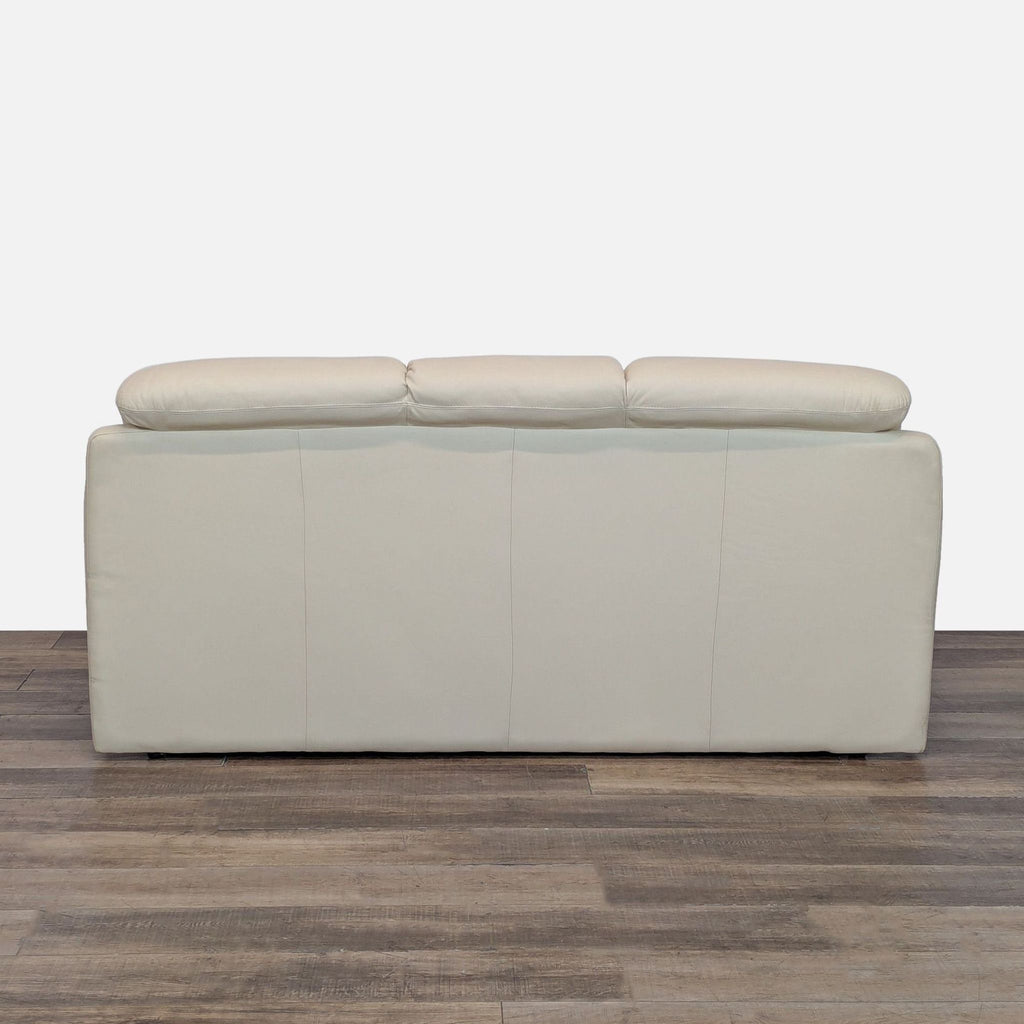 Modern Cream Leather 3 Seat Sofa