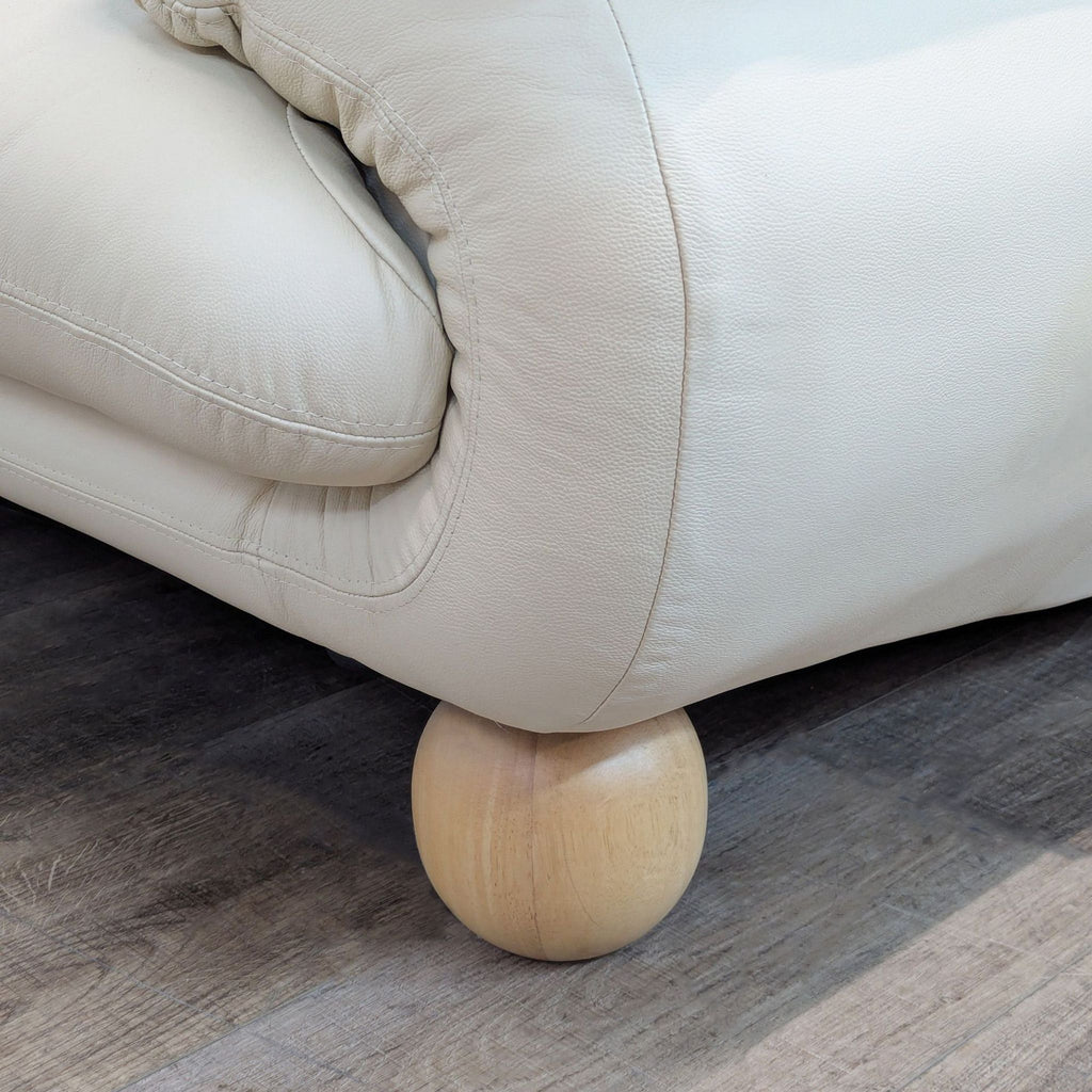 Modern Cream Leather 3 Seat Sofa