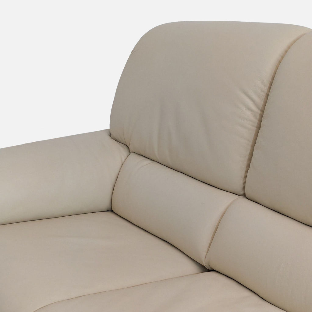 Modern Cream Leather 3 Seat Sofa