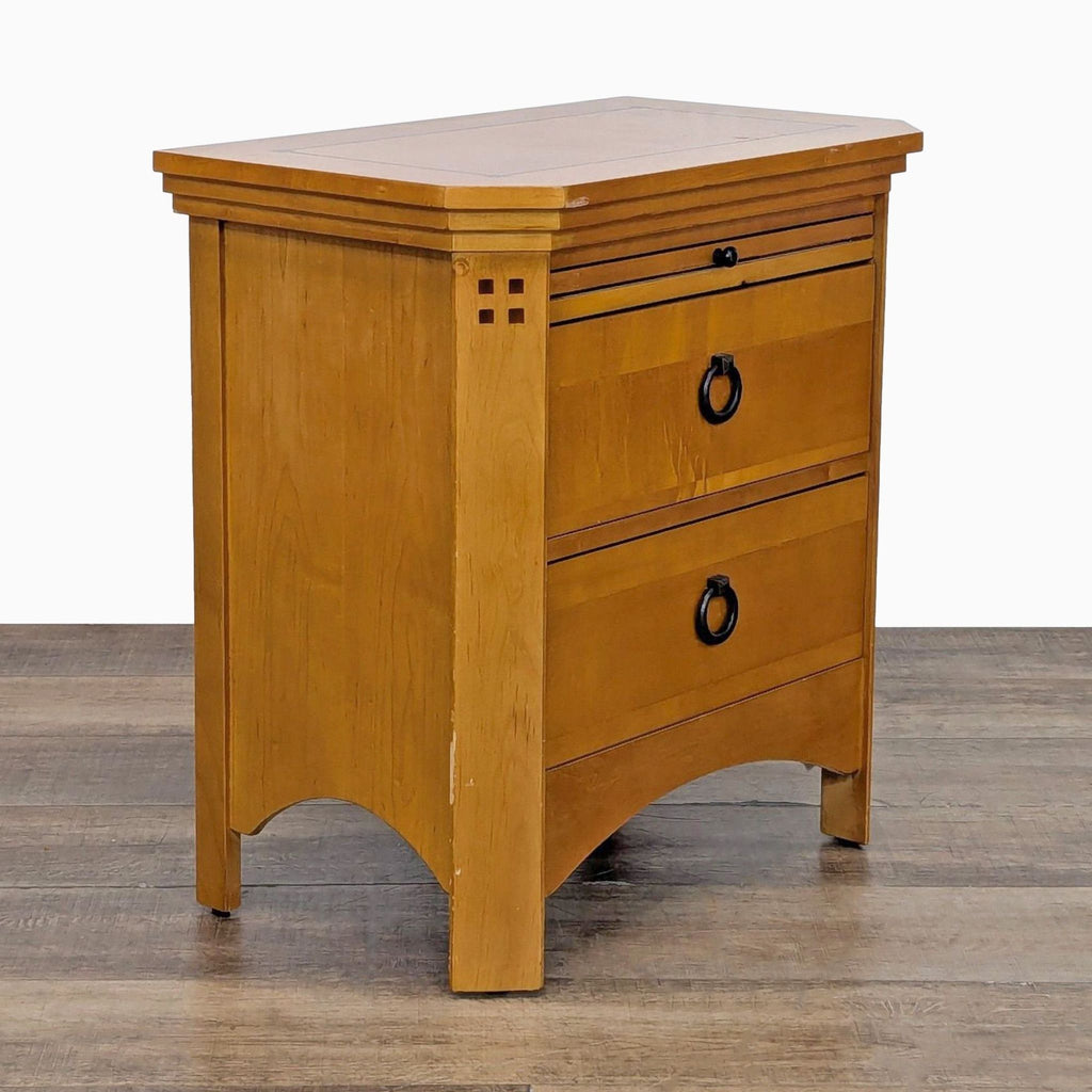 Two Drawer Nightstand with Pull-Out Tray