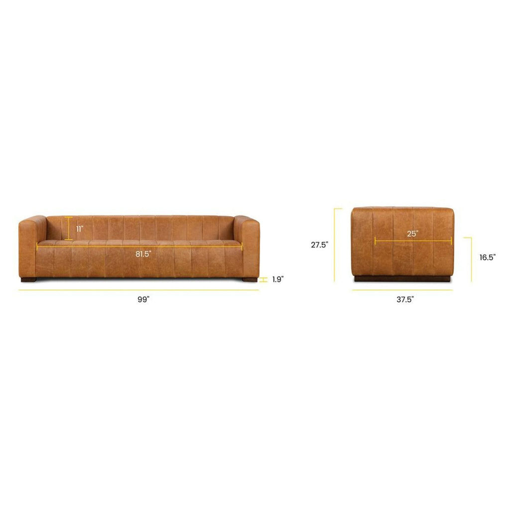 Poly & Bark Canale Modern Sofa in Cognac Tan