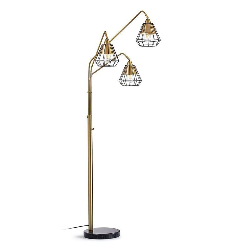 1. Midtown floor lamp with three wire shades, adjustable height, and black marble base for modern lighting.