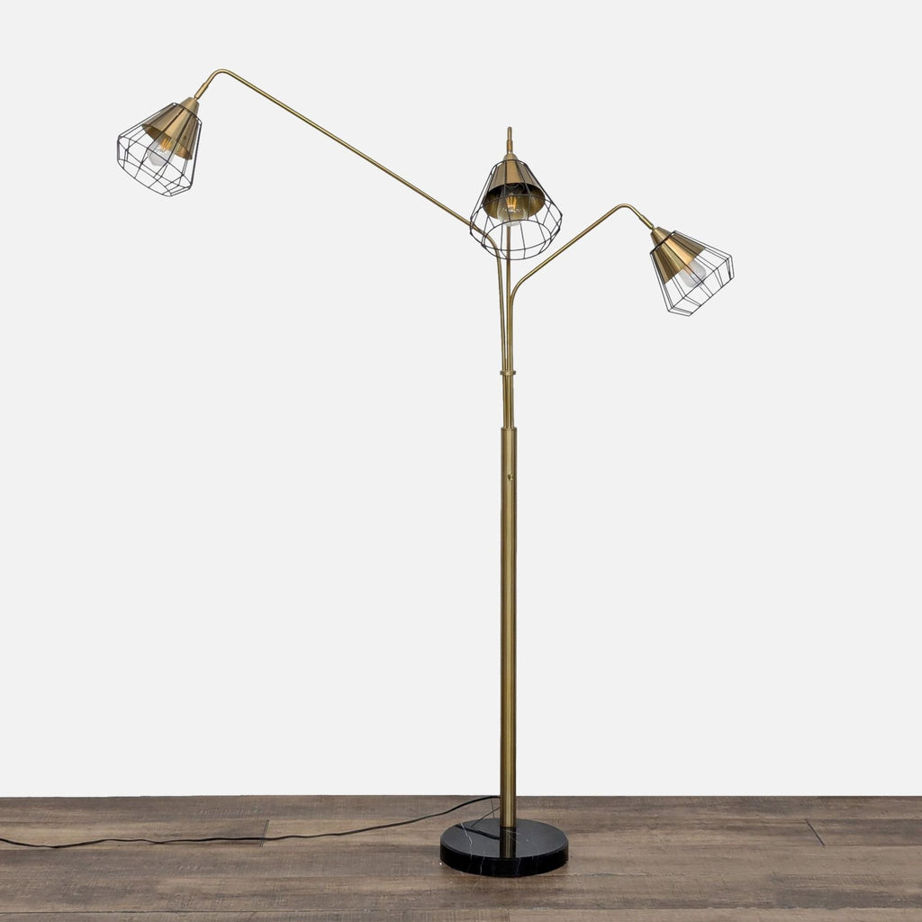 Midtown Industrial 3-light Wire Shades Dimmable LED Arch Floor Lamp