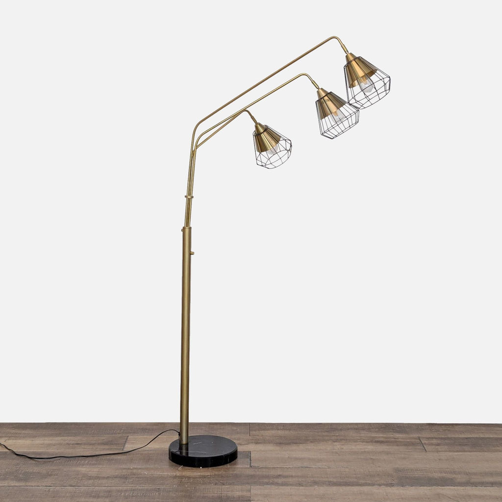 Midtown Industrial 3-light Wire Shades Dimmable LED Arch Floor Lamp