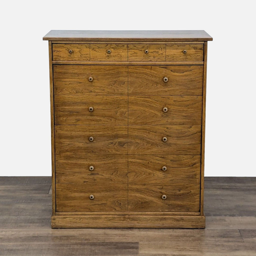 1. Drexel solid wood dresser with six dovetail drawers and knob hardware, shown from the front.