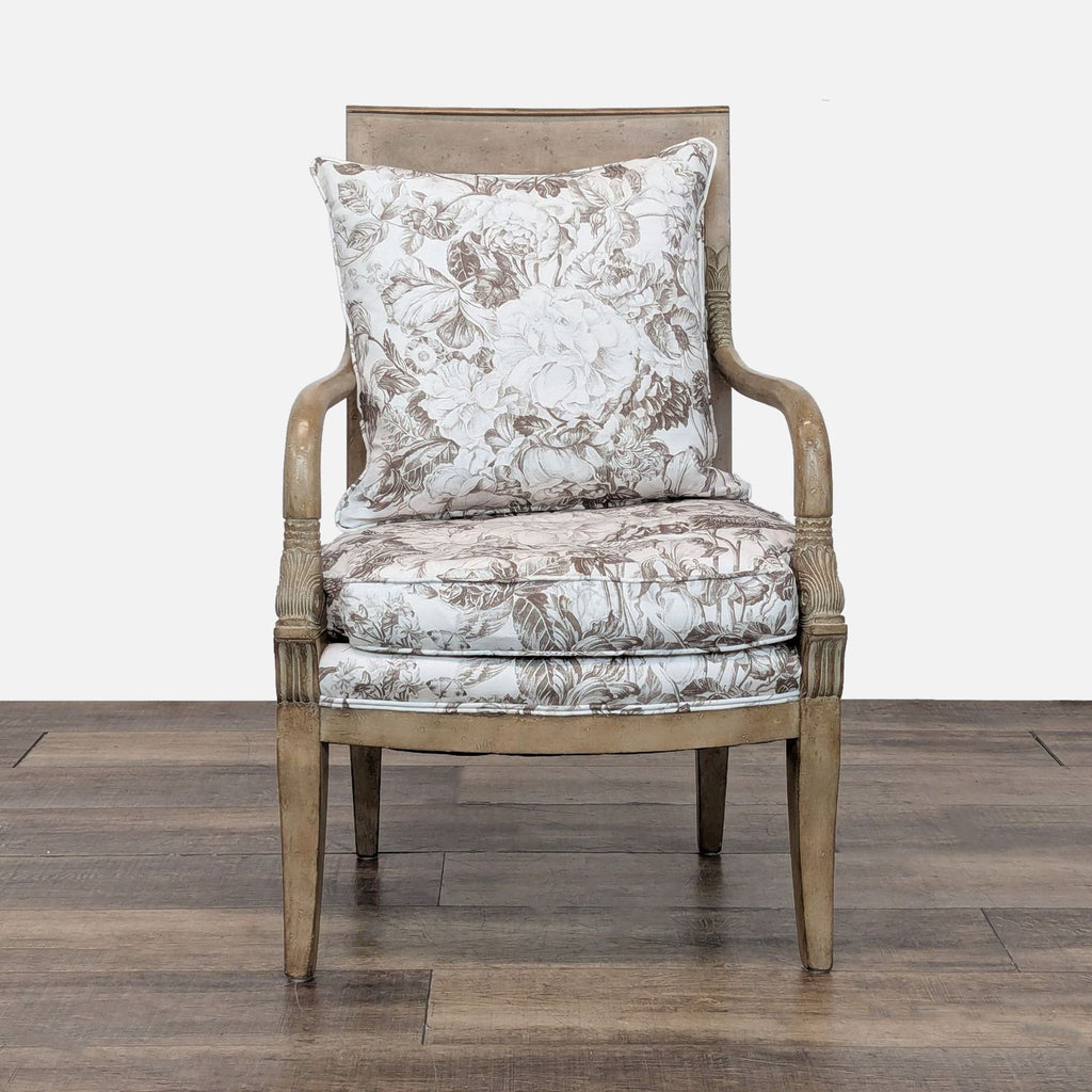 Vintage Style Accent Chair with Floral Cushions