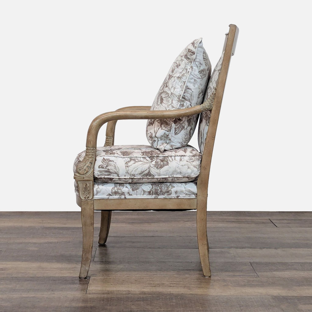 Vintage Style Accent Chair with Floral Cushions
