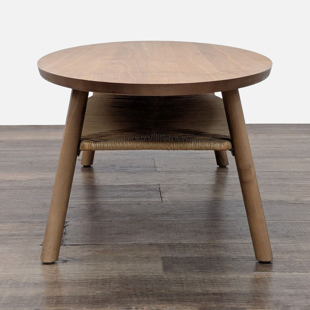 Oval Wood Coffee Table with Shelf