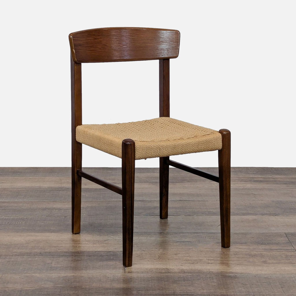 Wood Dining Chair with Woven Seat