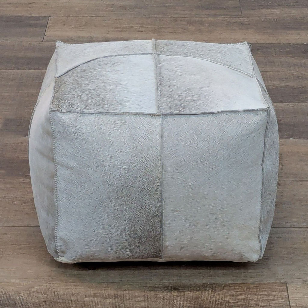 CB2 Gray Cowhide Pouf