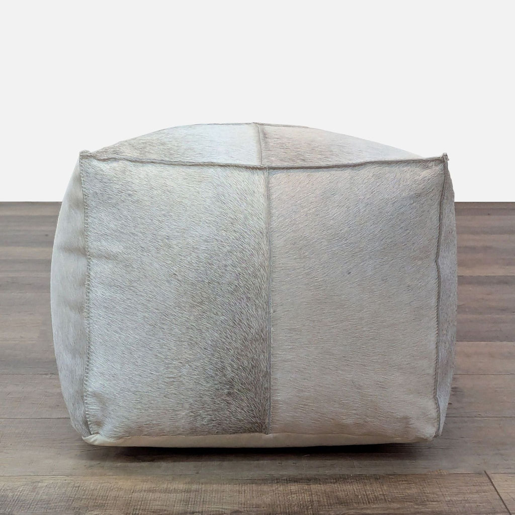 CB2 Gray Cowhide Pouf