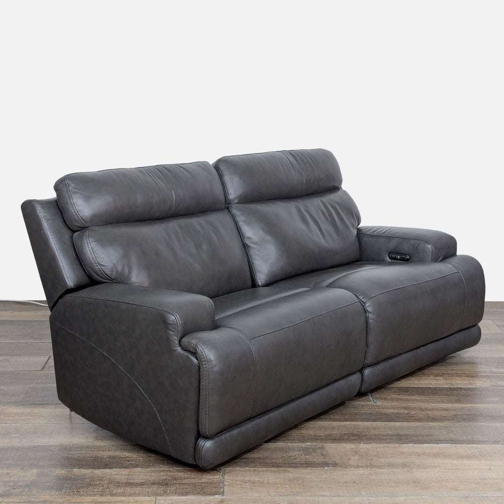 Living Spaces Modern Power Reclining Leather Loveseat