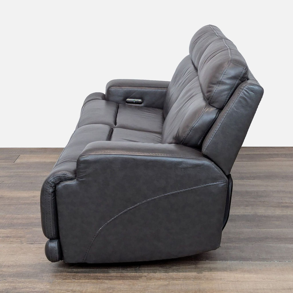 Living Spaces Modern Power Reclining Leather Loveseat