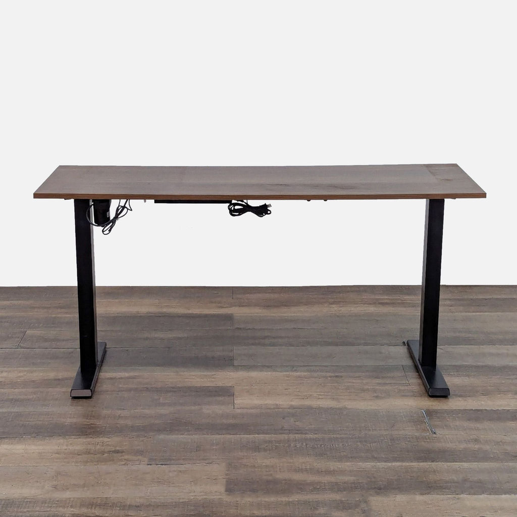 Adjustable Height Electric Standing Desk with Wood Laminate Top and Black Legs