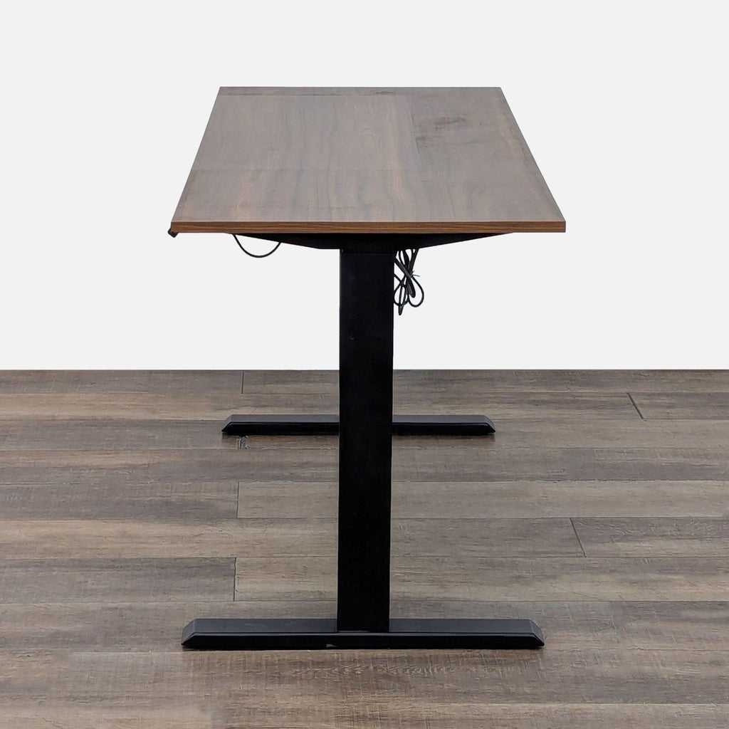 Adjustable Height Electric Standing Desk with Wood Laminate Top and Black Legs