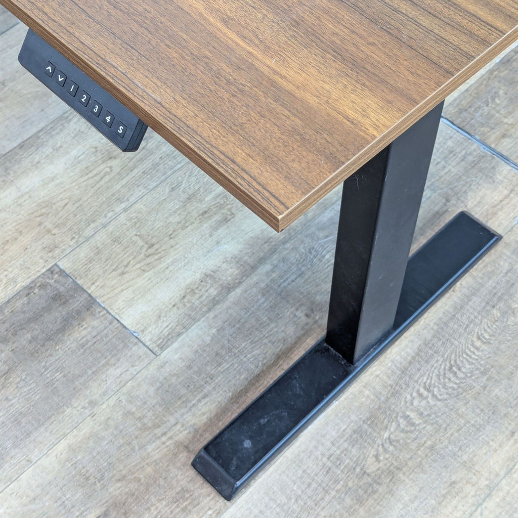 Adjustable Height Electric Standing Desk with Wood Laminate Top and Black Legs