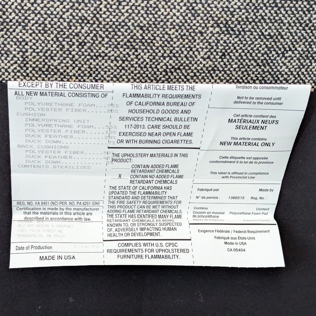 Blu Dot Sunday Armless a modern Sofa with Large Ottoman