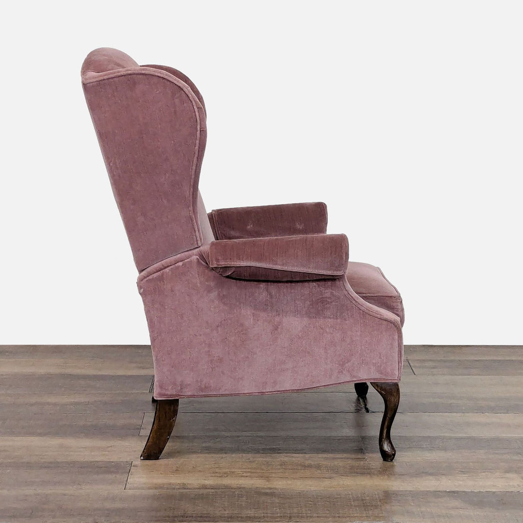 Vintage Rose Velvet Wingback Recliner Lounge Chair