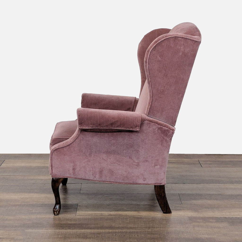 Vintage Rose Velvet Wingback Recliner Lounge Chair