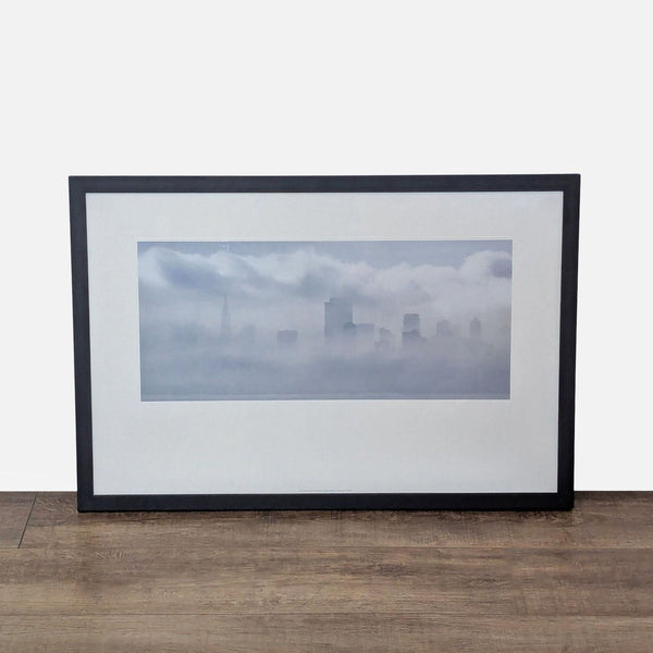 1. Framed Z Gallerie print of a foggy San Francisco skyline, categorized under Prints & Maps.  