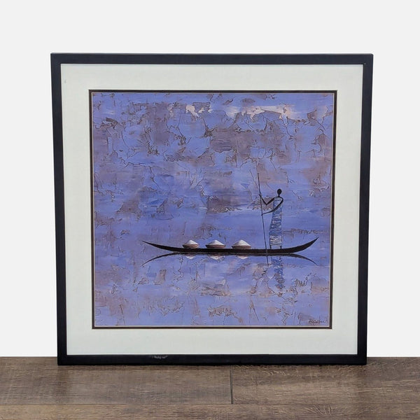 1. Framed Reperch painting from Art.com depicting a figure in a canoe on textured blue water.