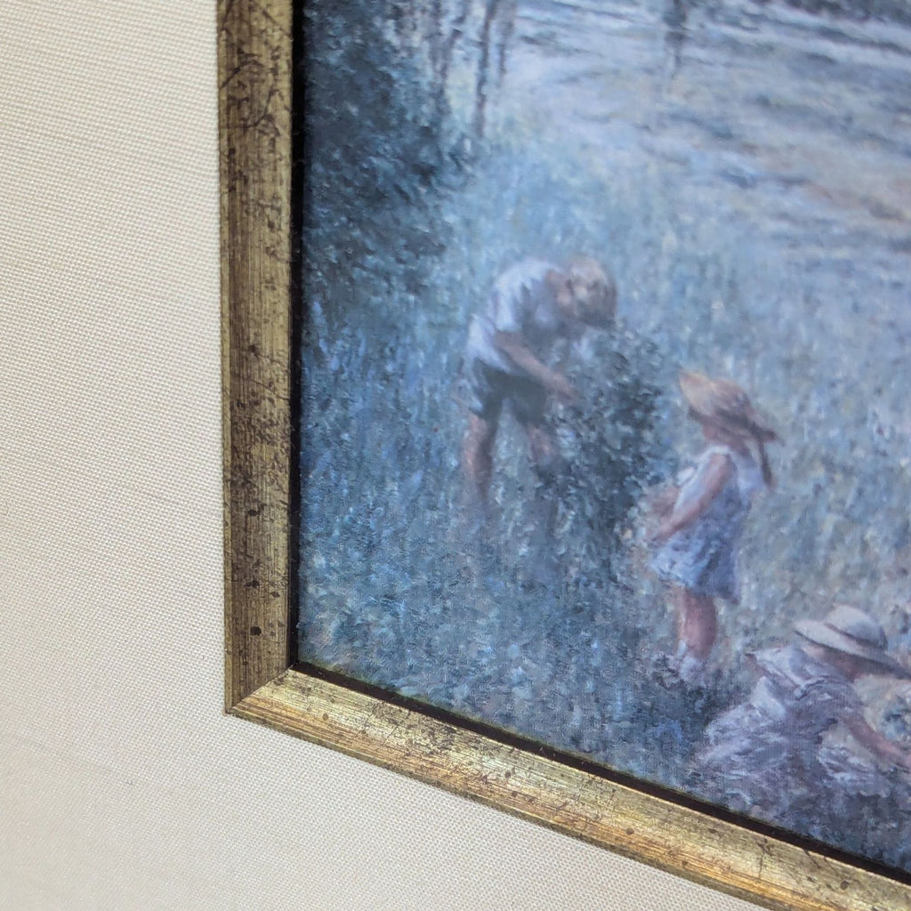 Framed Landscape Painting with Ornate Gold Frame