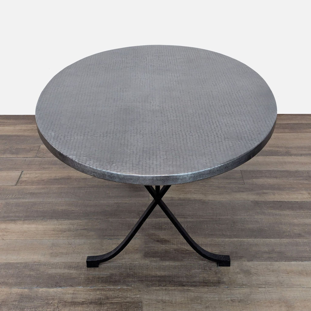 Kravet Furniture 7-Piece Oval Dining Set with Blue Velvet Chairs