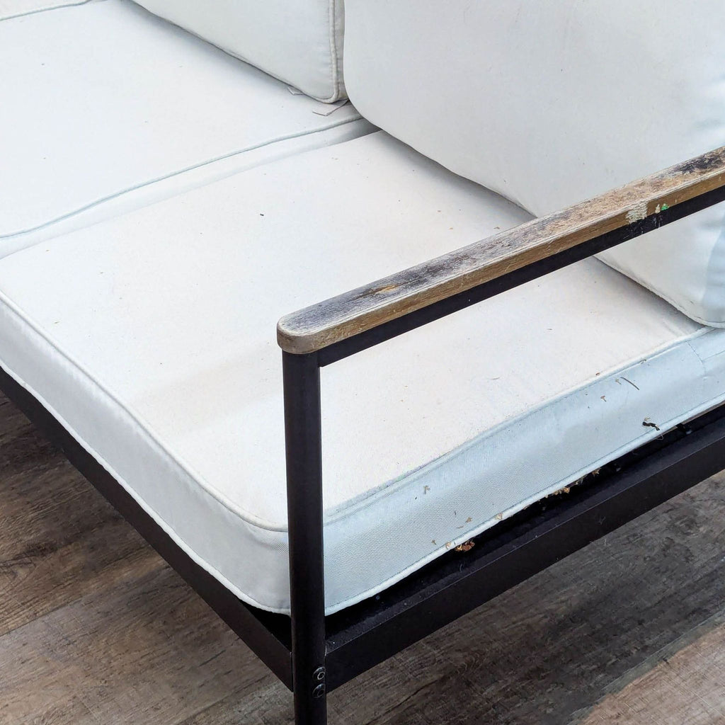 Outdoor Metal Frame 3 Seat Sofa with White Cushions