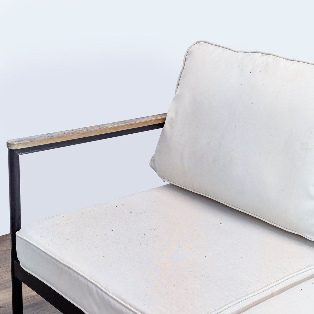 Outdoor Metal Frame 3 Seat Sofa with White Cushions