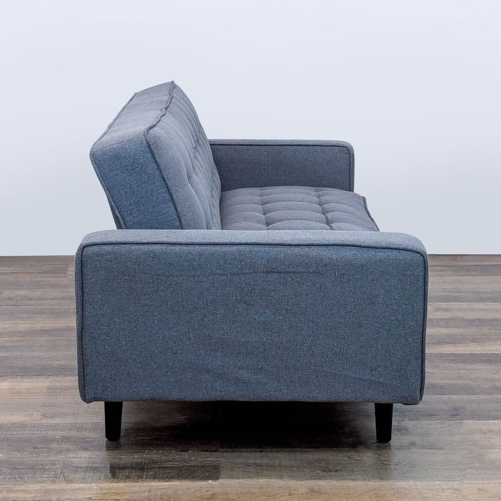 Modern Gray Sleeper Sofa with Tufted Back and Cushions