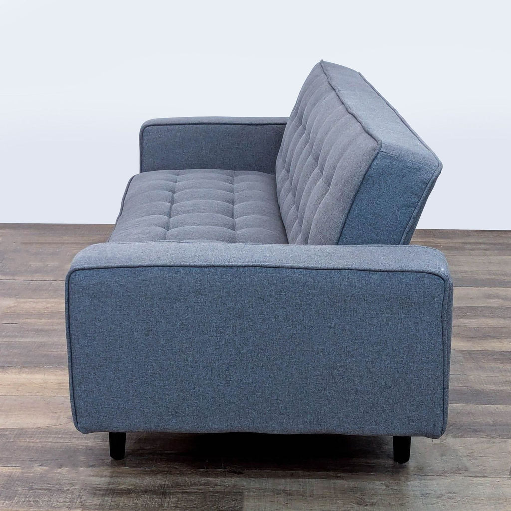 Modern Gray Sleeper Sofa with Tufted Back and Cushions