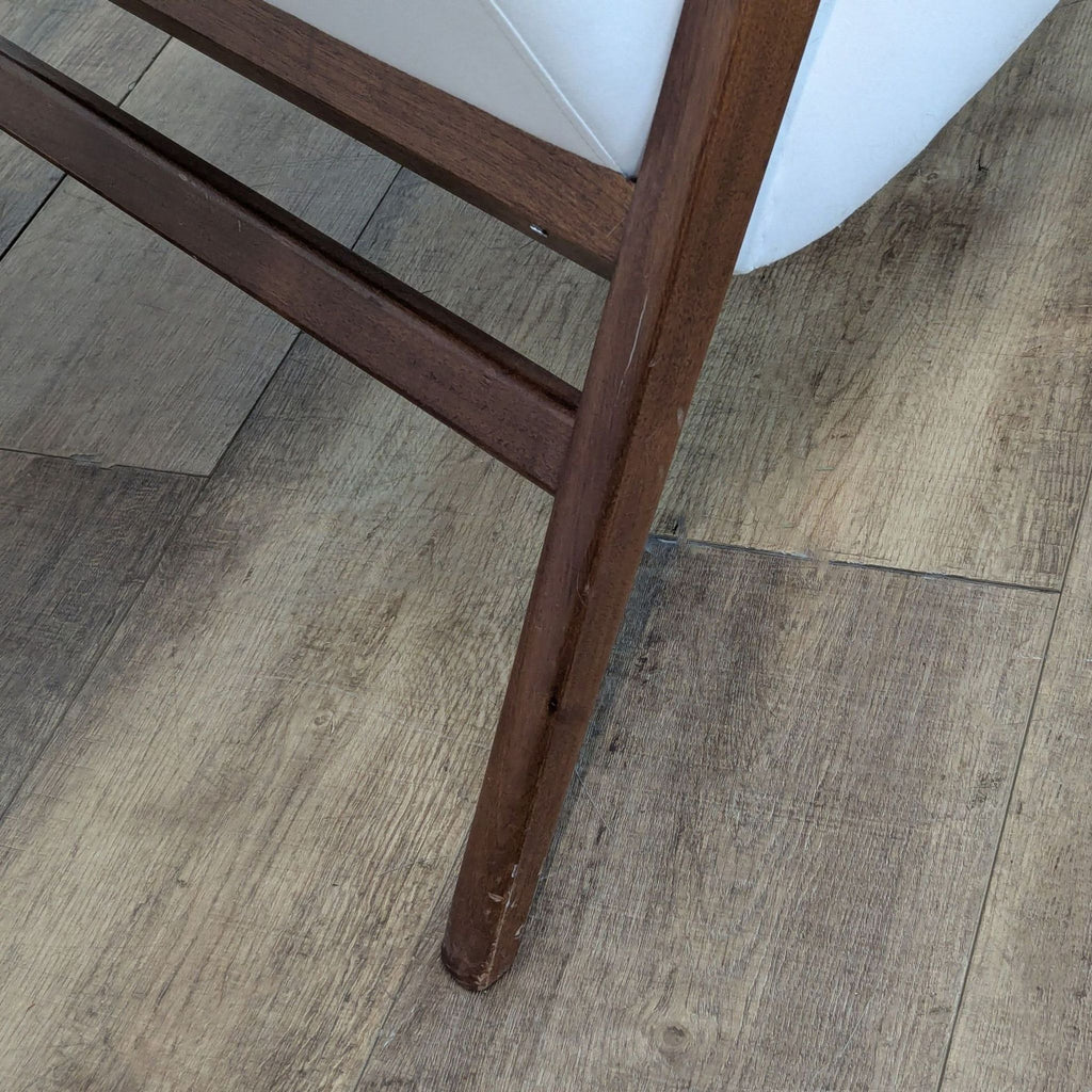 Mid-Century Modern Style White Lounge Chair with Wooden Frame