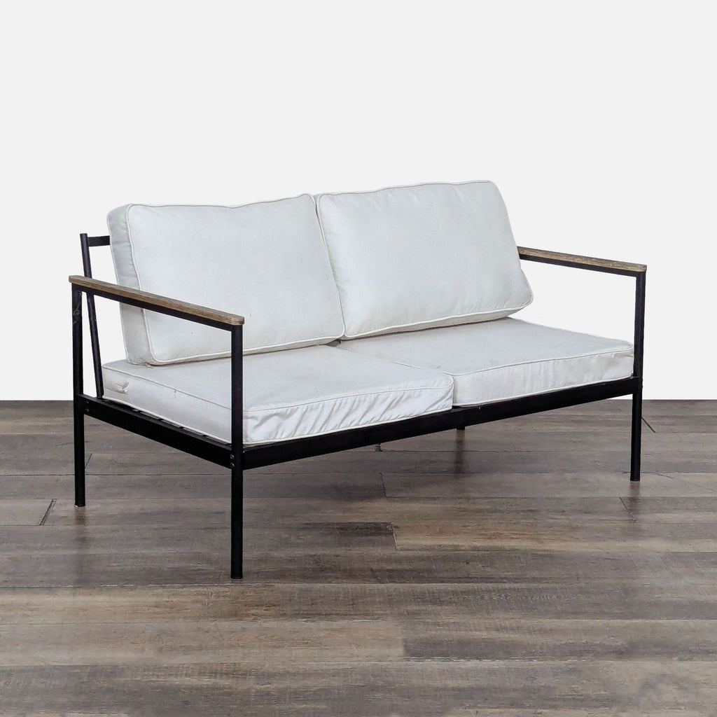 Modern Metal Outdoor Loveseat with Cushions