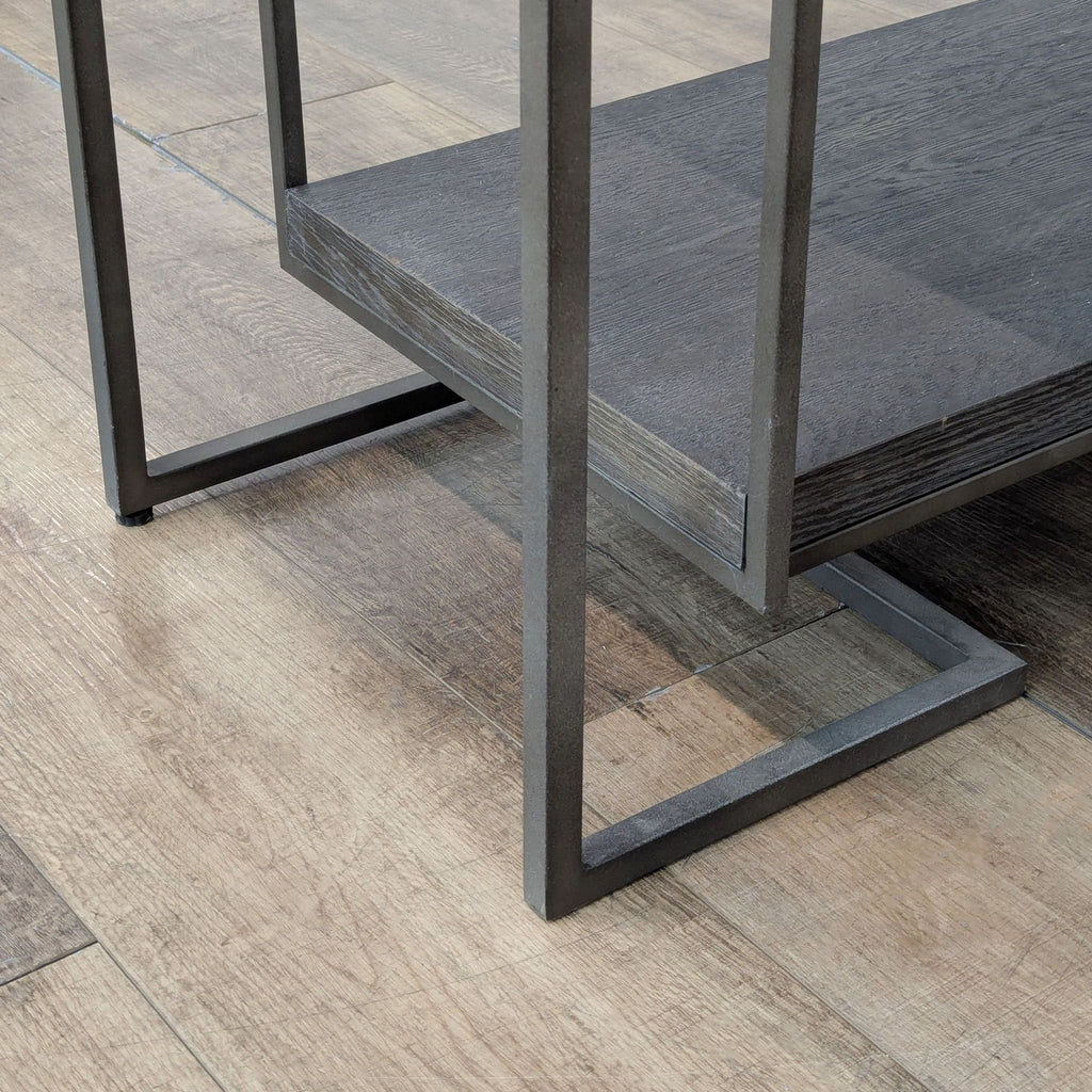 Modern Industrial Metal and Wood Bookshelf