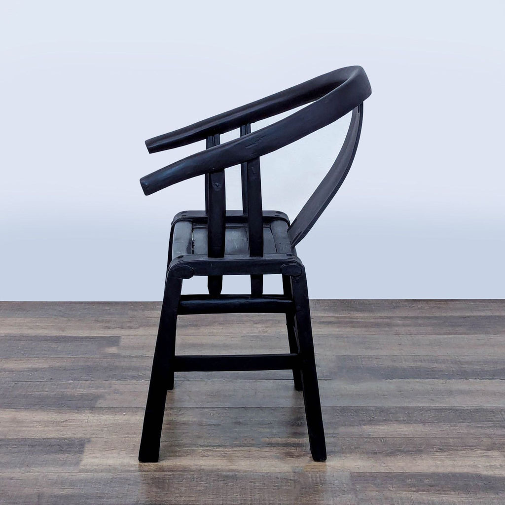 Chinese Horseshoe Black Armchair