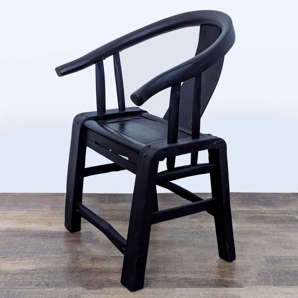 Chinese Horseshoe Black Armchair