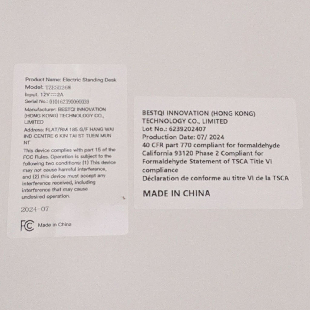 Bestqi Innovation Electric Height Adjustable Standing Desk – White