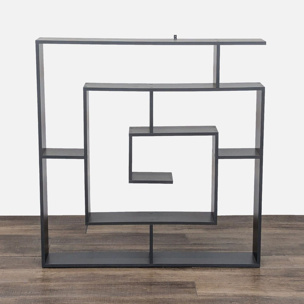 1. Modern black bookshelf by Ada Home Decor, featuring eight shelves and geometric dividers for organized storage.