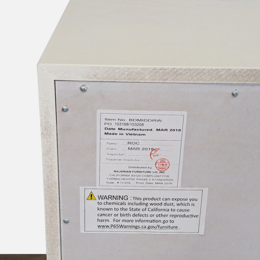 Najarian Furniture Mid-Century Modern Style White 6-Drawer Dresser