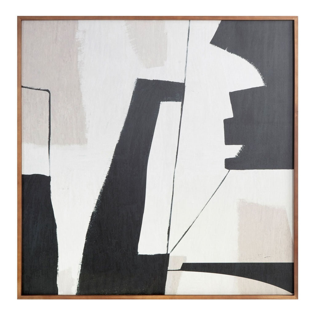 1. Abstract black and white print in a natural pine wood frame, from Havenly, for drawings and paintings decor.  