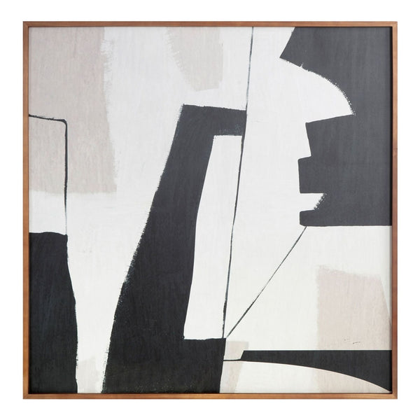 1. Abstract black and white print in a natural pine wood frame, from Havenly, for drawings and paintings decor.  